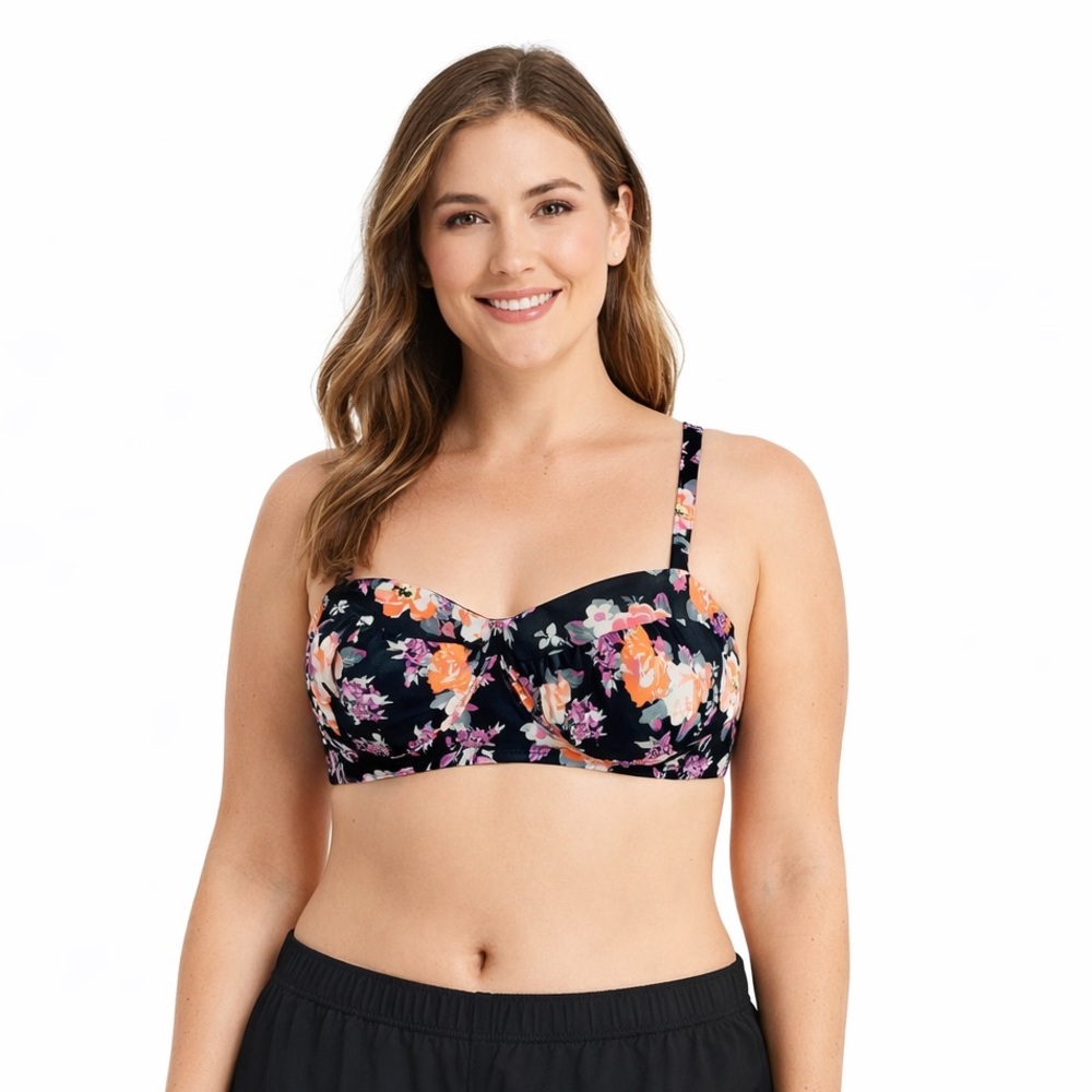 Xhilaration Floral Underwire Bikini Swim Top Black Size 18W Plus